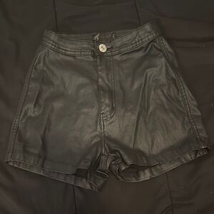Chic Black Faux Leather Shorts